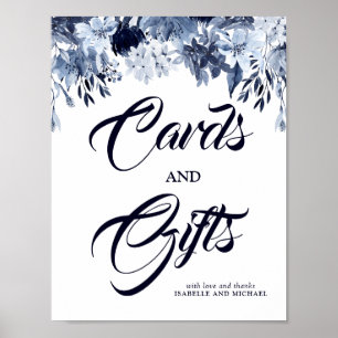 Poster Placas Florais Dusty Blue & Presente Sinal de Casa