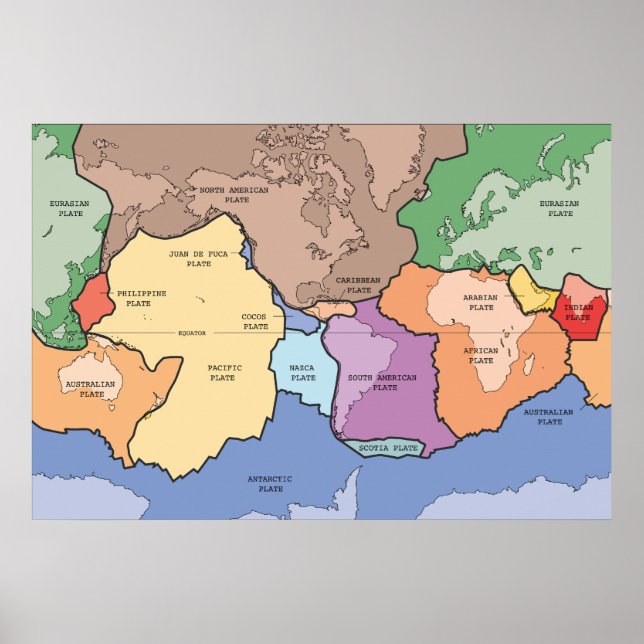 Poster Placas tectônicas do diagrama terrestre (Frente)