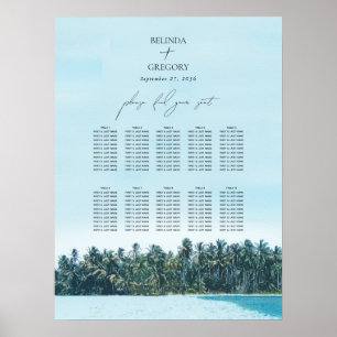 Poster Placas Tropicais e Gráfico de Casamento de Praia