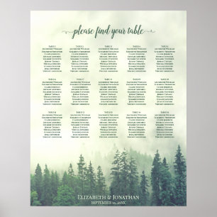 Poster Placas Verdes-Foggy 15 Gráfico de Casamento de Mes