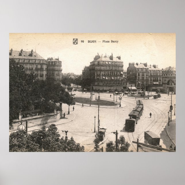 Pôster Place Darcy, Dijon, France Vintage (Frente)
