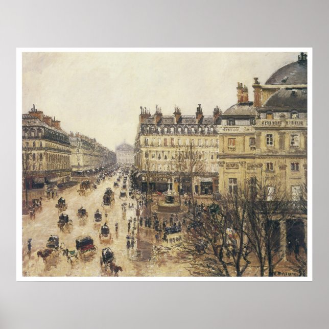 Pôster Place du Theater Francais, Chuva, 1898 (Frente)