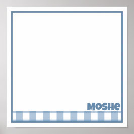 Poster placemat de gingham azul