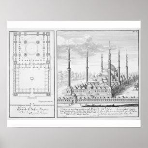 Pôster Plan and View of the Blue Mosque (1609-16), built