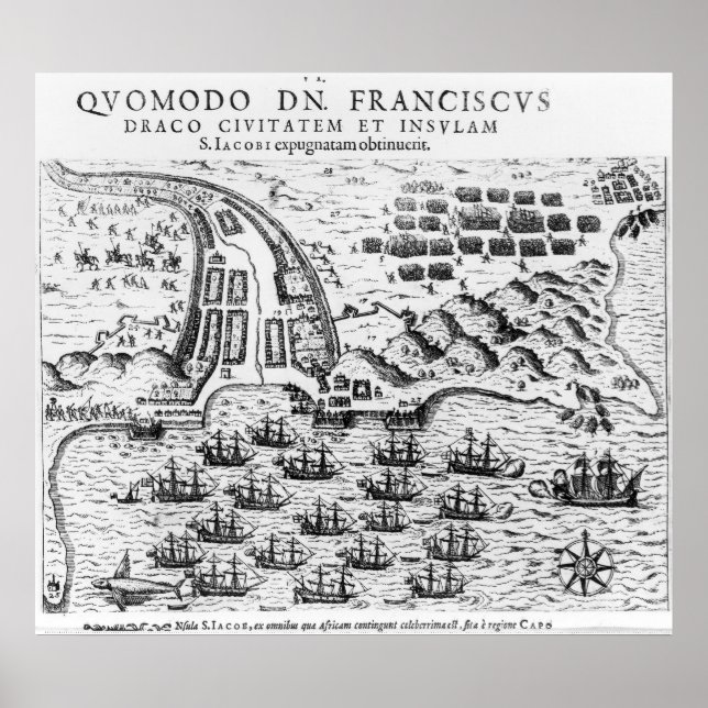 Pôster Plan Showing how Francis Drake  Stormed (Frente)