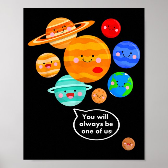 Poster Plane Funny Cartoon Planets Never Forget  (Frente)