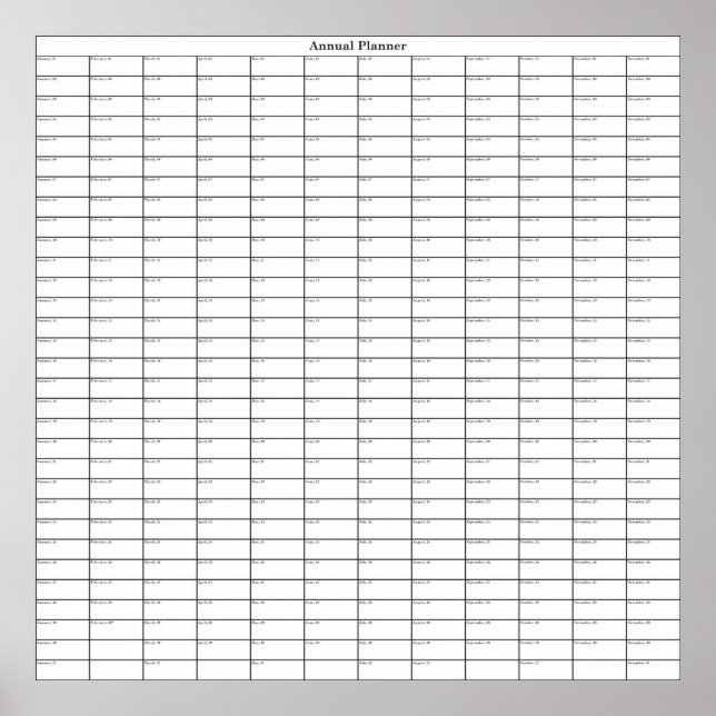 Poster Planejador Anual Genérico (Frente)