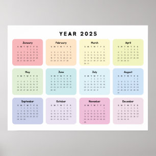 Poster Planejador Anual Minimalista Personalizado Calendá