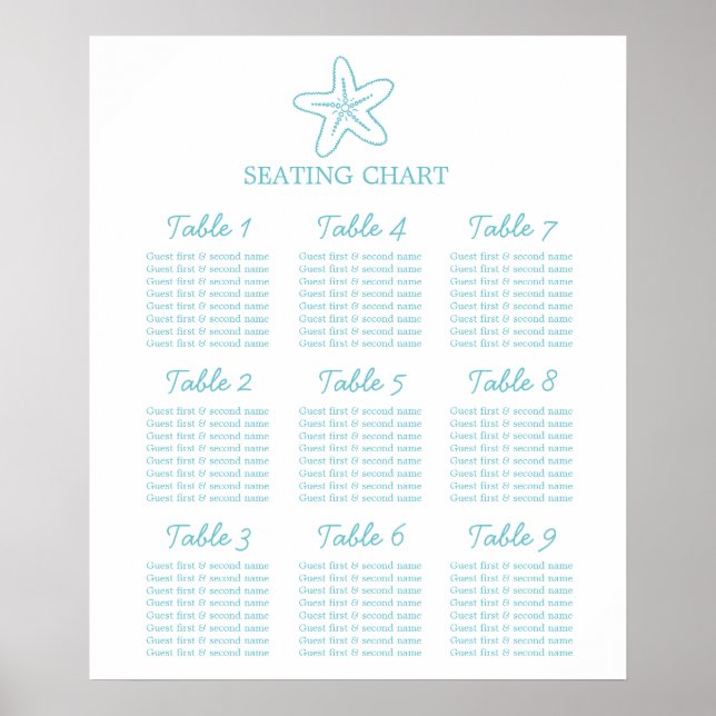Poster Planejador de assentos de mesa de casamento de est (Frente)