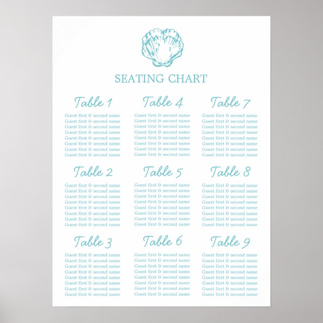 Poster Planejador de Assentos de Mesa de Casamento em Con (Frente)
