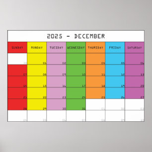 Poster planejador de calendário de dias coloridos de deze