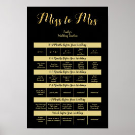Poster PLANEJADOR DE CASAMENTO DE 12 MESES MODELO preto D