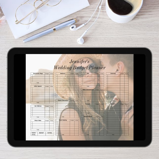 Poster planejador de orçamento de casamento de foto digit (Criador carregado)