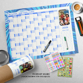 Poster Planejador de Parede de Fotos Azul Funky Azul, Ano