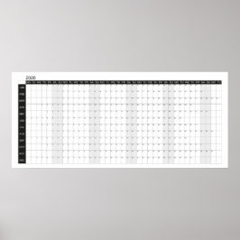 Poster Planejador de Parede Preto e Branco 2026