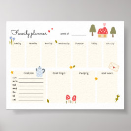 Poster Planejador Semanal de Família Imprimível Calendári