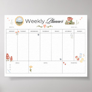 Poster Planejador Semanal Imprimível Rastreador de Lar Ac