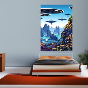 Poster Planeta alienígena, máquina voadora alienígena   A