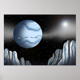 Poster Planeta azul acima de uma parede de gelo.