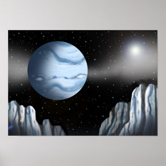 Poster Planeta azul acima de uma parede de gelo.