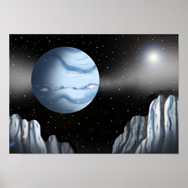 Poster Planeta azul acima de uma parede de gelo. (Frente)