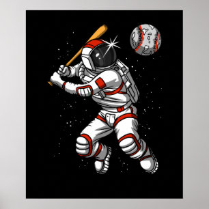 Poster Planeta Cósmico do Jogador de Beisebol Astronauta