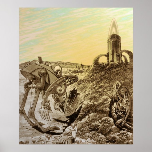 Poster Planeta de Aliens de Ficção Científica Vintage (Frente)