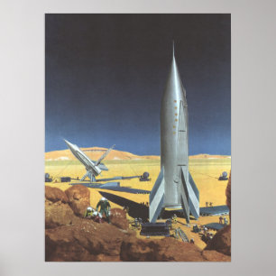 Poster Planeta do deserto da ficção científica do vint