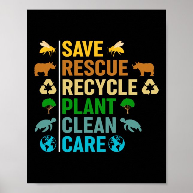 Poster Planeta do Dia da Terra Salvar Abelhas Emergindo R (Frente)
