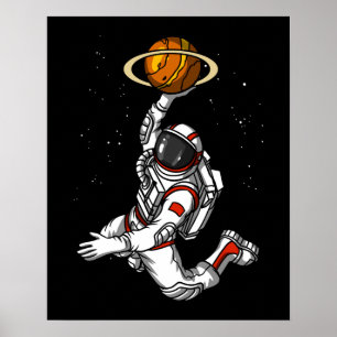 Poster Planeta do espaço do astronauta do basquetebol