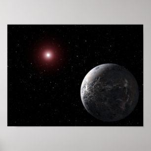 Pôster Planeta gelado/rochoso orbitando uma estrela escur