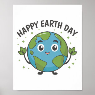 Poster Planeta Gelado Terra Dizendo Feliz Dia da Terra 1