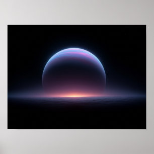 Poster Planeta Gigante de Gás Azul Brilhante Nascente Sob