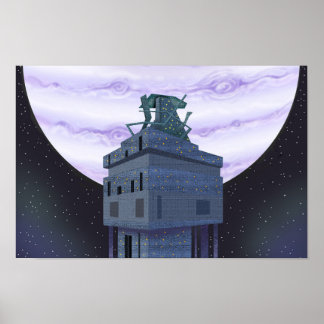 Poster Planeta mais distante e uma torre de observação em