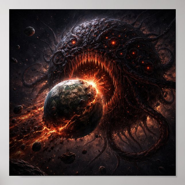 Poster Planeta Monstro Comendo Um Mundo Condenado (Frente)