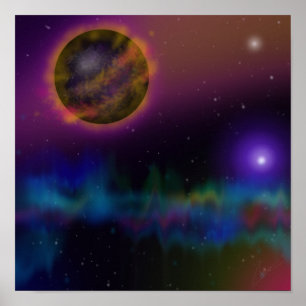 Poster Planeta na Pintura Digital do Espaço Exterior