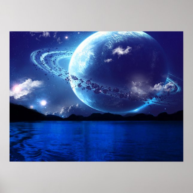 Poster Planeta Noturno Surreal (Frente)