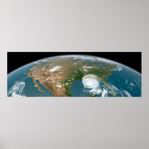 Poster Planeta Panorâmico Terra E Os Eua.
