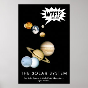 Poster Planeta Plutão WTF!? Piada do Sistema Solar para S