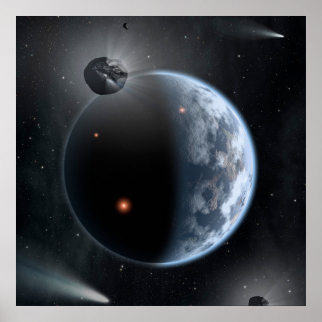 Poster Planeta Semelhante À Terra Com Oceanos Revendo Sua (Frente)