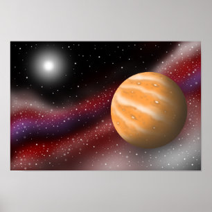 Poster Planetas âmbar flutuando na galáxia.