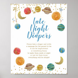 Poster Planetas Chá de fraldas Espacial Exterior Fraldas 