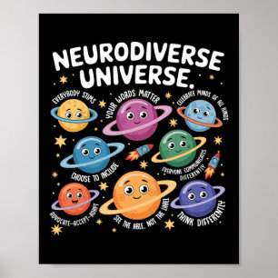 Poster Planetas de Inclusão do Autismo Universo Neurodive