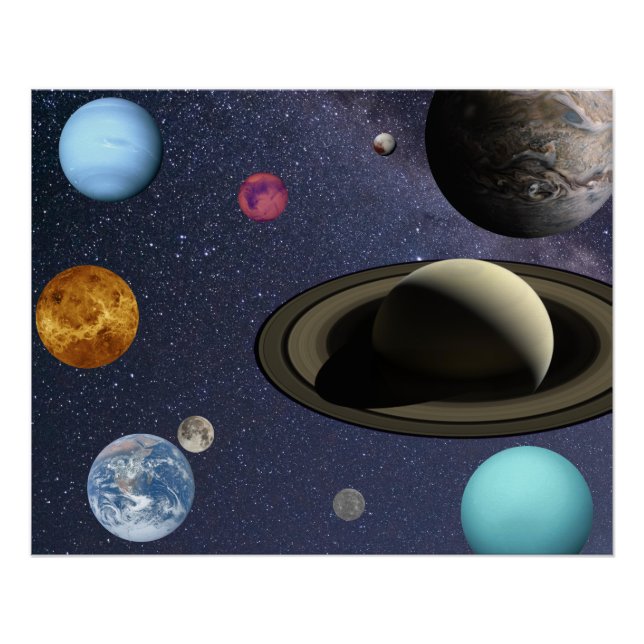 Pôster Planetas do sistema solar (Frente)