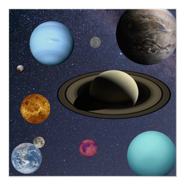 Pôster Planetas do sistema solar (Frente)