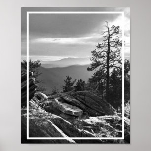 Poster Planície das Montanhas do Colorado em Preto e Bra