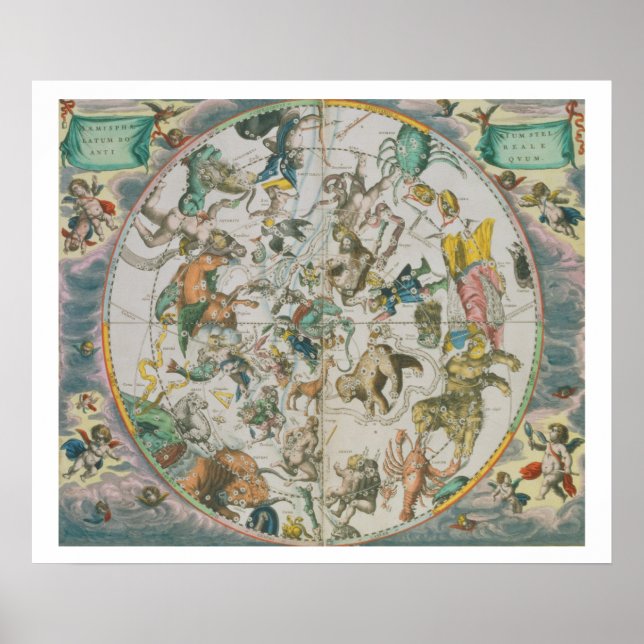 Pôster Planisfera Celestial Mostrando os Sinais do Zod (Frente)