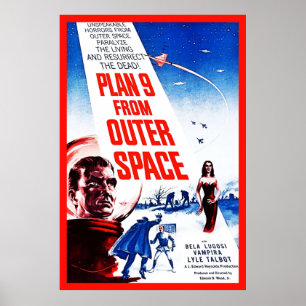 Poster Plano 9 da Vintage do Espaço Exterior BMovie