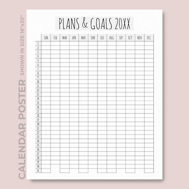 Poster Plano Anual de Calendário Script Planificador de M (Criador carregado)