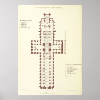 Poster Plano da Catedral de Winchester
